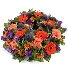  Wreath in Orange &amp; Purple