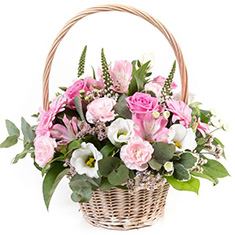 Pink &amp; Cream Basket Arrangement