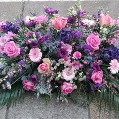  Casket Spray in Pinks &amp; Purples